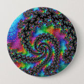 Trippy Hippie Psychedelic Rainbow Spiral Fraktal Button (Vorderseite)