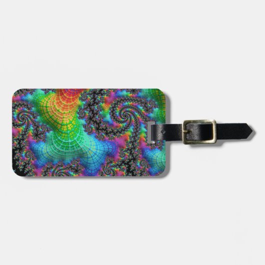 Trippy Hippie Psychedelic Rainbow Spiral Fraktal Gepäckanhänger (Vorderseite horizontal)