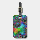 Trippy Hippie Psychedelic Rainbow Spiral Fraktal Gepäckanhänger (Vorderseite vertikal)
