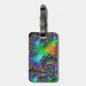 Trippy Hippie Psychedelic Rainbow Spiral Fraktal Gepäckanhänger (Rückseite vertikal)