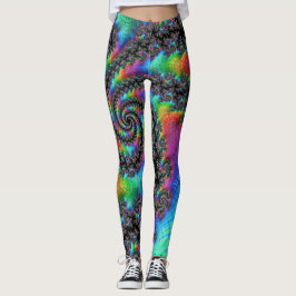Trippy Hippie Psychedelic Rainbow Spiral Fraktal Leggings