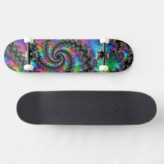 Trippy Hippie Psychedelic Rainbow Spiral Fraktal Skateboard (Horizontal)