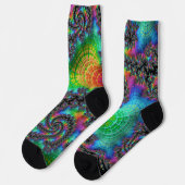 Trippy Hippie Psychedelic Rainbow Spiral Fraktal Socken (Linkes Detail)