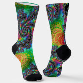 Trippy Hippie Psychedelic Rainbow Spiral Fraktal Socken (Gewinkelt)