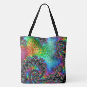 Trippy Hippie Psychedelic Rainbow Spiral Fraktal Tasche (Rückseite)