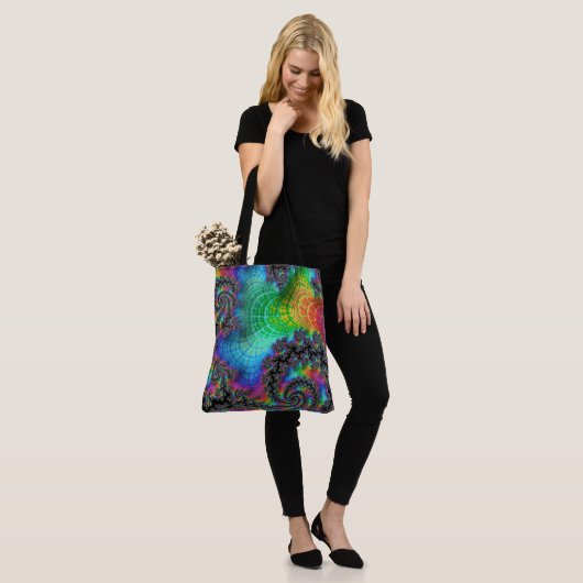 Trippy Hippie Psychedelic Rainbow Spiral Fraktal Tasche (Am Model)