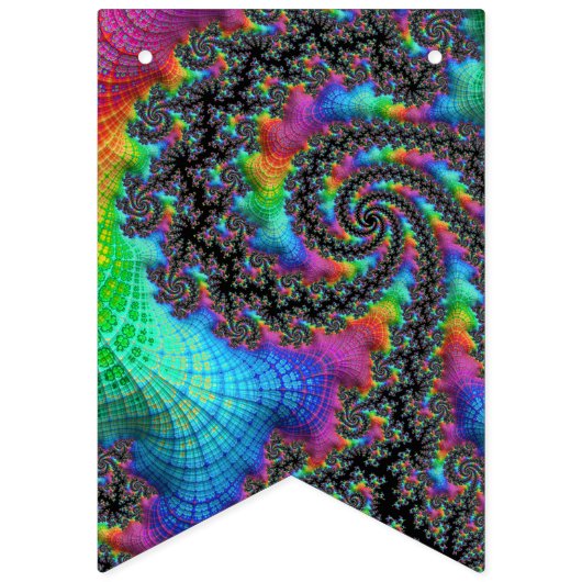 Trippy Hippie Psychedelic Rainbow Spiral Fraktal Wimpelkette (Zweite Fahne)