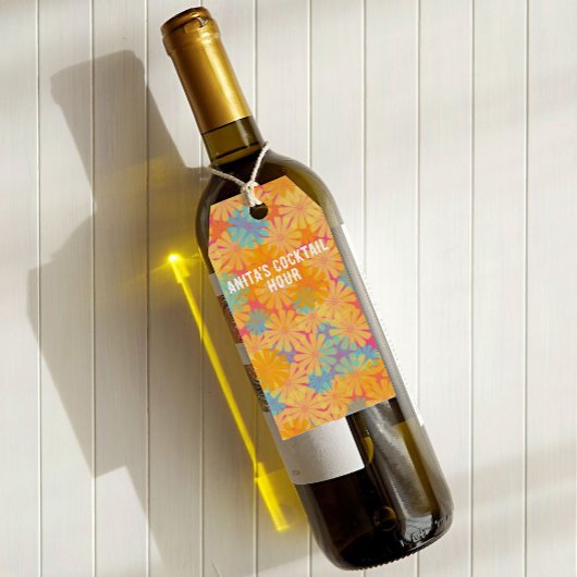 Trippy Hippie Psychedelic Retro Floral Design Geschenkanhänger