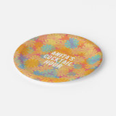 Trippy Hippie Psychedelic Retro Floral Design Pappteller (Schrägansicht)