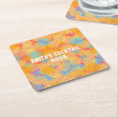 Trippy Hippie Psychedelic Retro Floral Design Rechteckiger Pappuntersetzer (angewinkelt)
