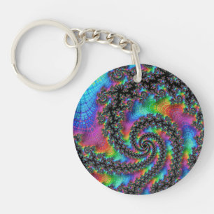 Trippy Hippie psychedelische Regenbogen-Spiral-Fra Schlüsselanhänger