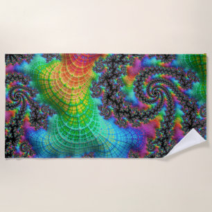 Trippy Hippie psychedelische Regenbogen-Spiral-Fra Strandtuch