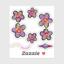 Trippy Hippy Happy Blume Sticker