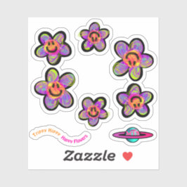 Trippy Hippy Happy Blume Sticker