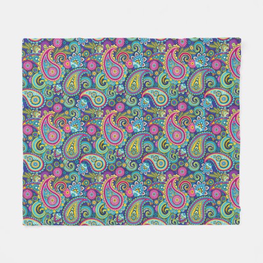 Trippy Hippy Paisley Fleece Blanket (Vorderseite (Horizontal))