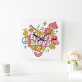 Trippy Hippy Quadratische Wanduhr (Zuhause)