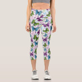 Trippy Hippy Retro Butterfly Capri Leggings (Vorderseite)