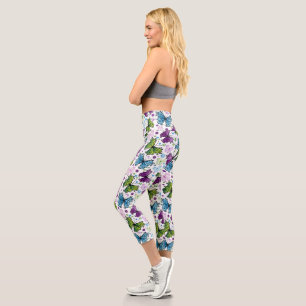 Trippy Hippy Retro Butterfly Capri Leggings