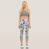 Trippy Hippy Retro Butterfly Capri Leggings (Vorderseite)