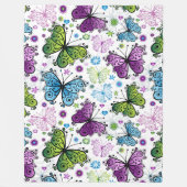 Trippy Hippy Retro Butterfly Fleecedecke (Vorderseite)