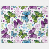 Trippy Hippy Retro Butterfly Fleecedecke (Vorderseite (Horizontal))