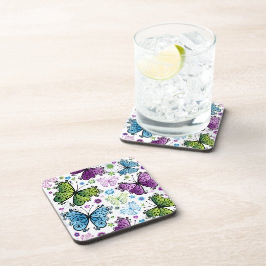 Trippy Hippy Retro Butterfly Getränkeuntersetzer (Rechte Seite)