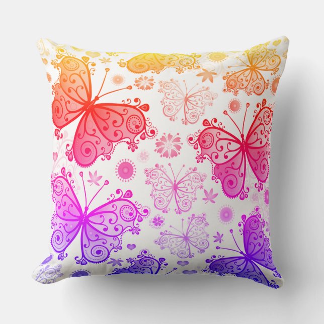 Trippy Hippy Retro Butterfly Kissen (Vorderseite)