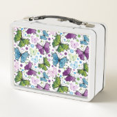 Trippy Hippy Retro Butterfly Metall Brotdose (Rückseite)