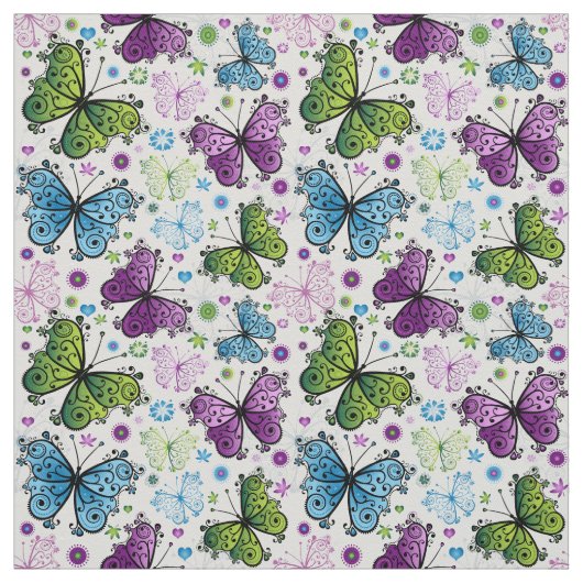 Trippy Hippy Retro Butterfly Stoff (Muster)