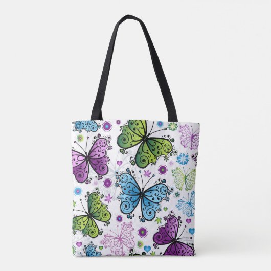 Trippy Hippy Retro Butterfly Tasche (Rückseite)