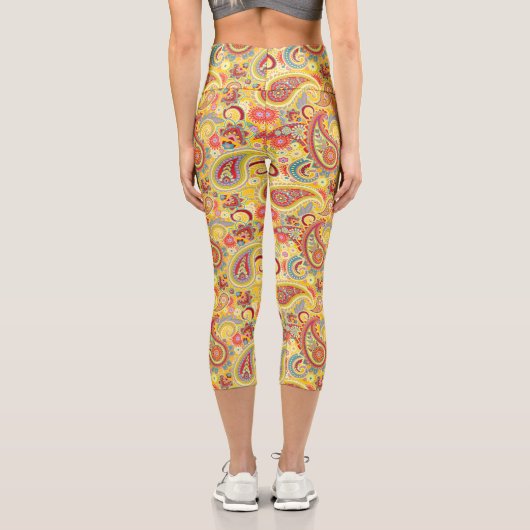 Trippy Hippy Retro Paisley Capri Leggings (Rückseite)