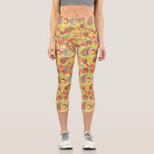 Trippy Hippy Retro Paisley Capri Leggings (Vorderseite)