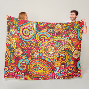 Trippy Hippy Retro Paisley Fleecedecke