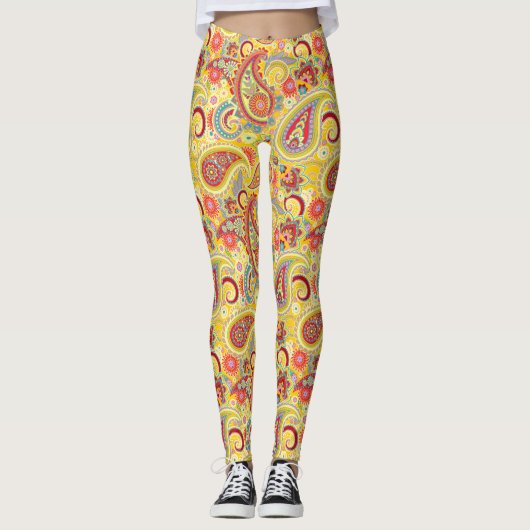 Trippy Hippy Retro Paisley Leggings (Vorderseite)