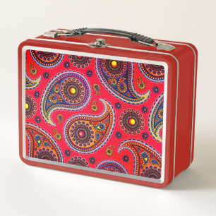 Trippy Hippy Retro Paisley Metal Lunch Box