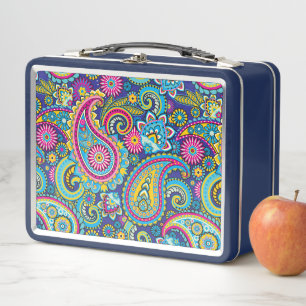Trippy Hippy Retro Paisley Metall Brotdose