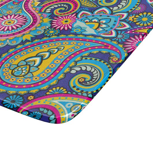 Trippy Hippy Retro Paisley Schneidebrett (Ecke)