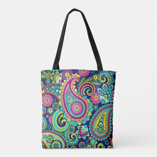 Trippy Hippy Retro Paisley Tasche (Rückseite)