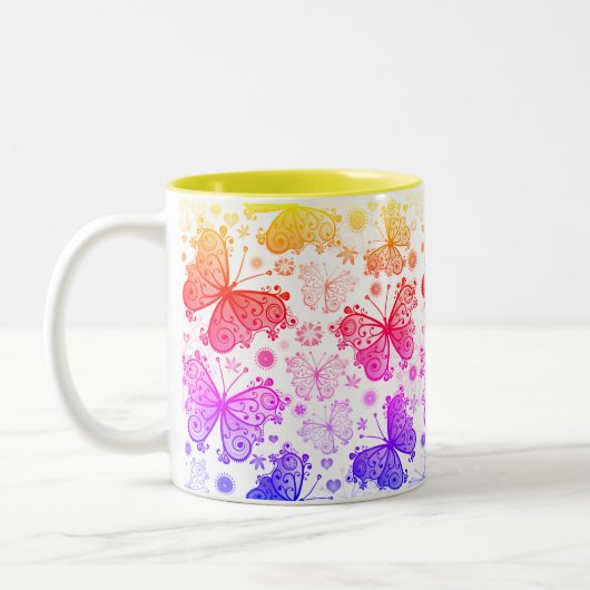 Trippy Hippy Retro Paisley Zwei-Tone-Tasse Zweifarbige Tasse (Links)
