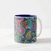 Trippy Hippy Retro Paisley Zweifarbige Tasse (VorderseiteRechts)