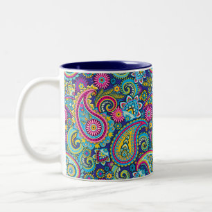 Trippy Hippy Retro Paisley Zweifarbige Tasse