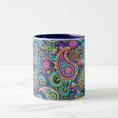Trippy Hippy Retro Paisley Zweifarbige Tasse (Mittel)