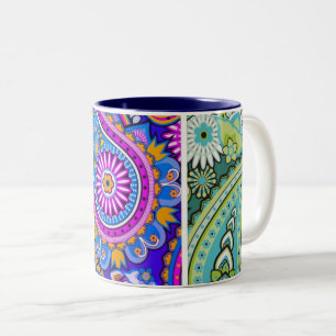 Trippy Hippy Retro Paisley Zweifarbige Tasse