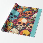 Trippy Hippy Skull Colorful Gemustert Psychedelic Geschenkpapier (Ungerollt)