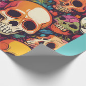 Trippy Hippy Skull Colorful Gemustert Psychedelic Geschenkpapier (Ecke)