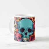 Trippy Hippy Skull Colorful Gemustert Psychedelic Kaffeetasse (Vorderseite Links)