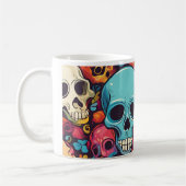 Trippy Hippy Skull Colorful Gemustert Psychedelic Kaffeetasse (Links)
