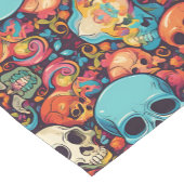 Trippy Hippy Skull Colorful Gemustert Psychedelic Kurzer Tischläufer (Ecke)