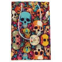 Trippy Hippy Skull Colorful Gemustert Psychedelic