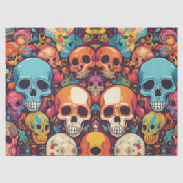 Trippy Hippy Skull Colorful Gemustert Psychedelic Seidenpapier